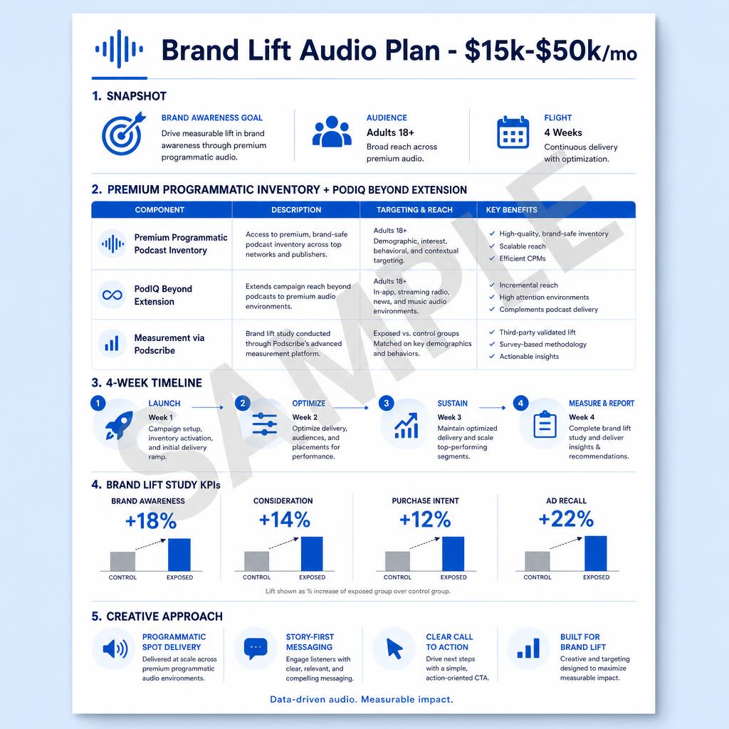 Brand Lift sample audio plan preview